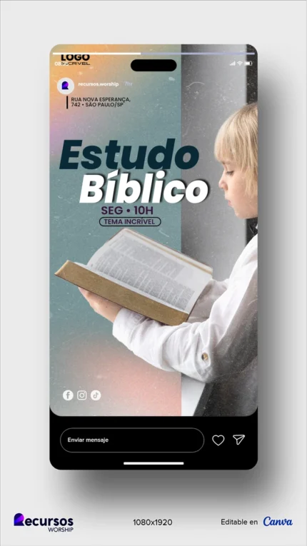 Design de Estudo Bíblico Moderno para Redes Sociais | Estilo Elegante Vertical Stories PSD — mockup, 9:16