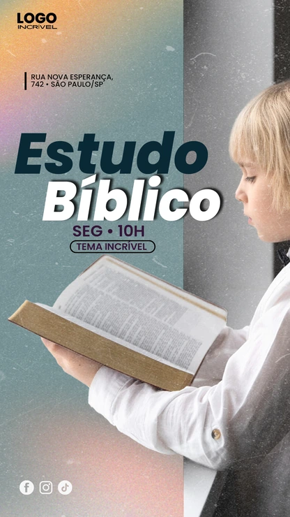 Design de Estudo Bíblico Moderno para Redes Sociais | Estilo Elegante Vertical Stories PSD