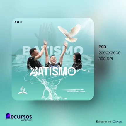 modelo de Batismo com Cor Água-marinha | Design Moderno 1:1 para Redes Canva — mockup, 1:1