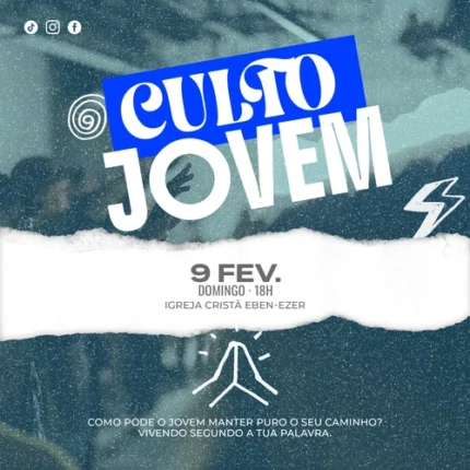 Modelo sobre um Evento de Serviço Juvenil Cristão Editável e Profissional | Design Azul 1:1 Post Canva — miniatura, 1:1