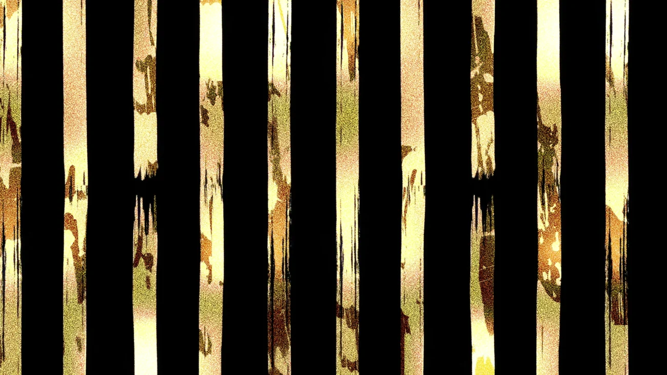 Pinceladas Doradas Verticales sobre Fondo Negro